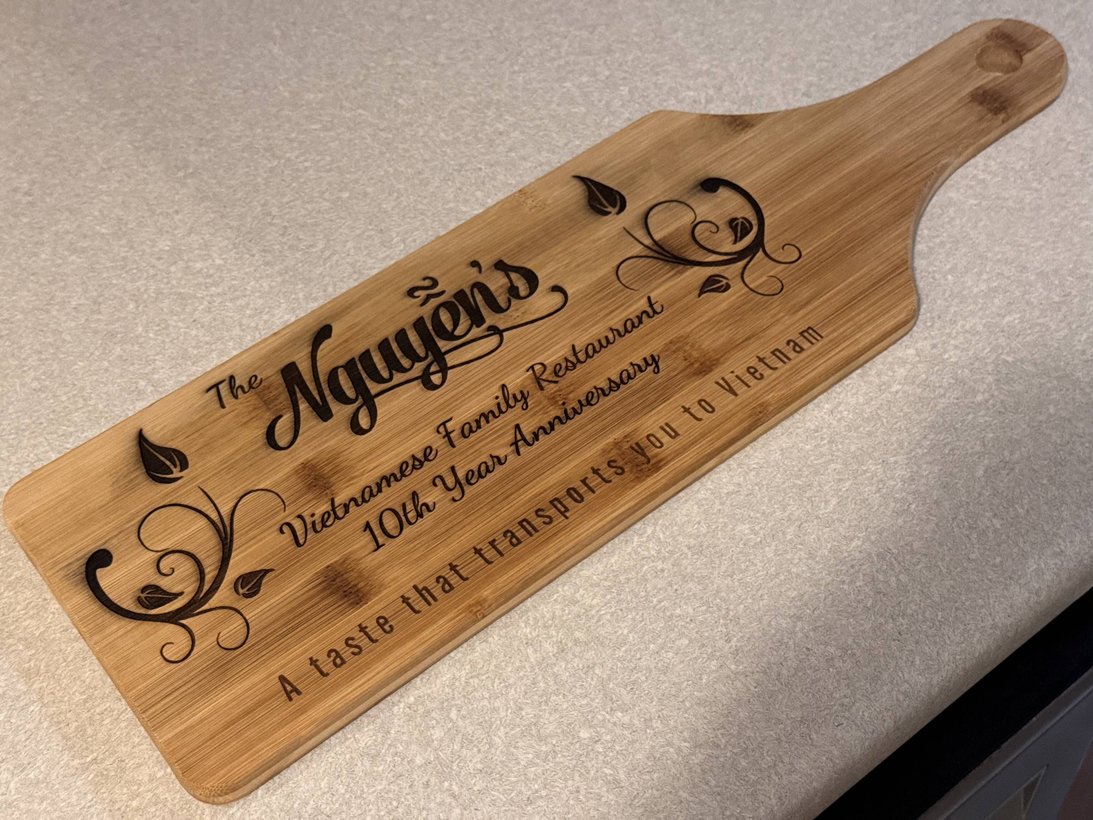 Personalized anniversary wooden serving board
