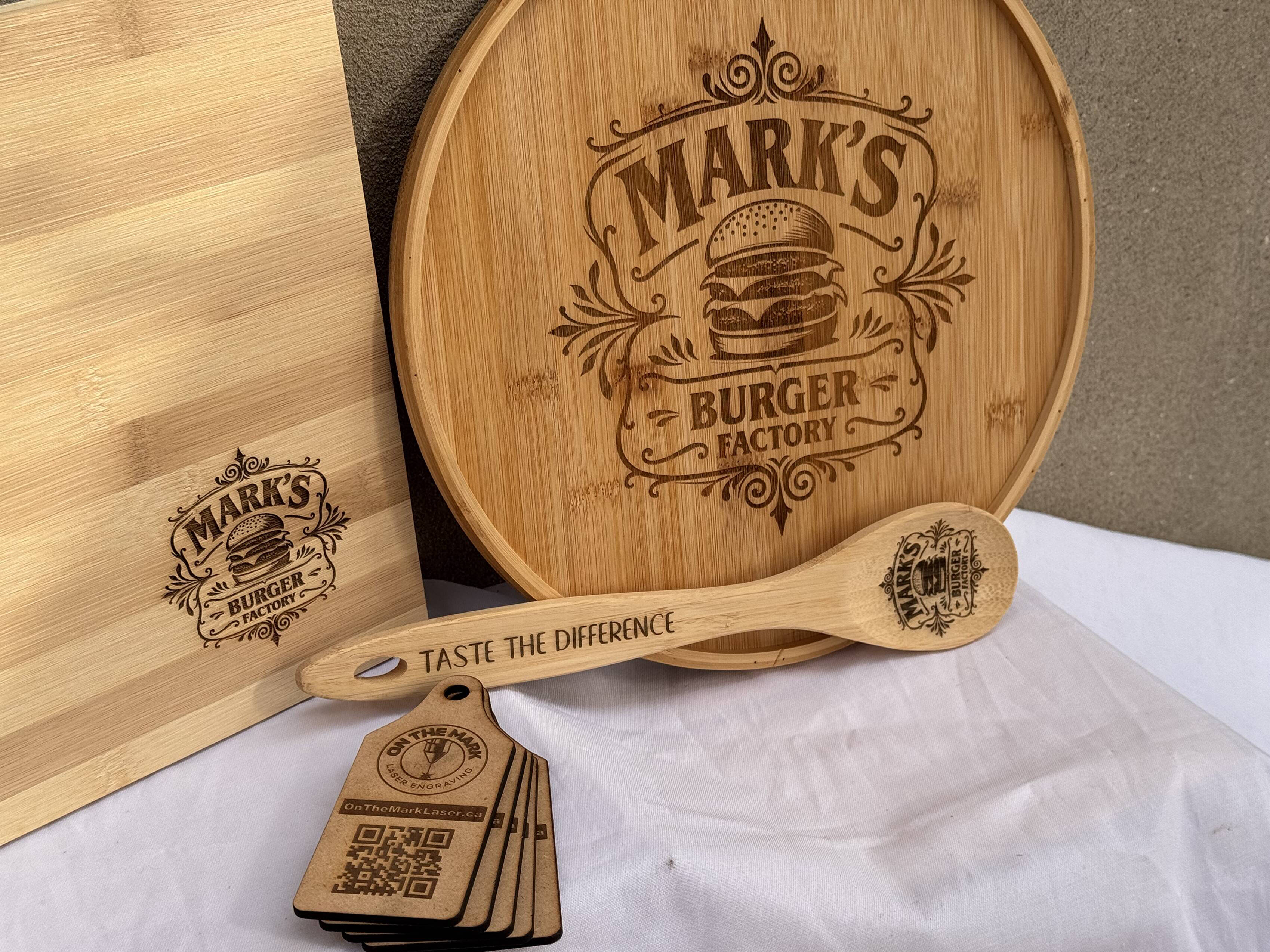 Coordinated custom engraved wooden gift set